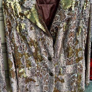 Sequin Snake Print Elegant Suit